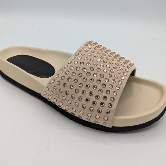 JW Anderson Suede Crystal Embellished Slides Beige Flat Sandals 38 US 7.5 NIB - Picture 13 of 13